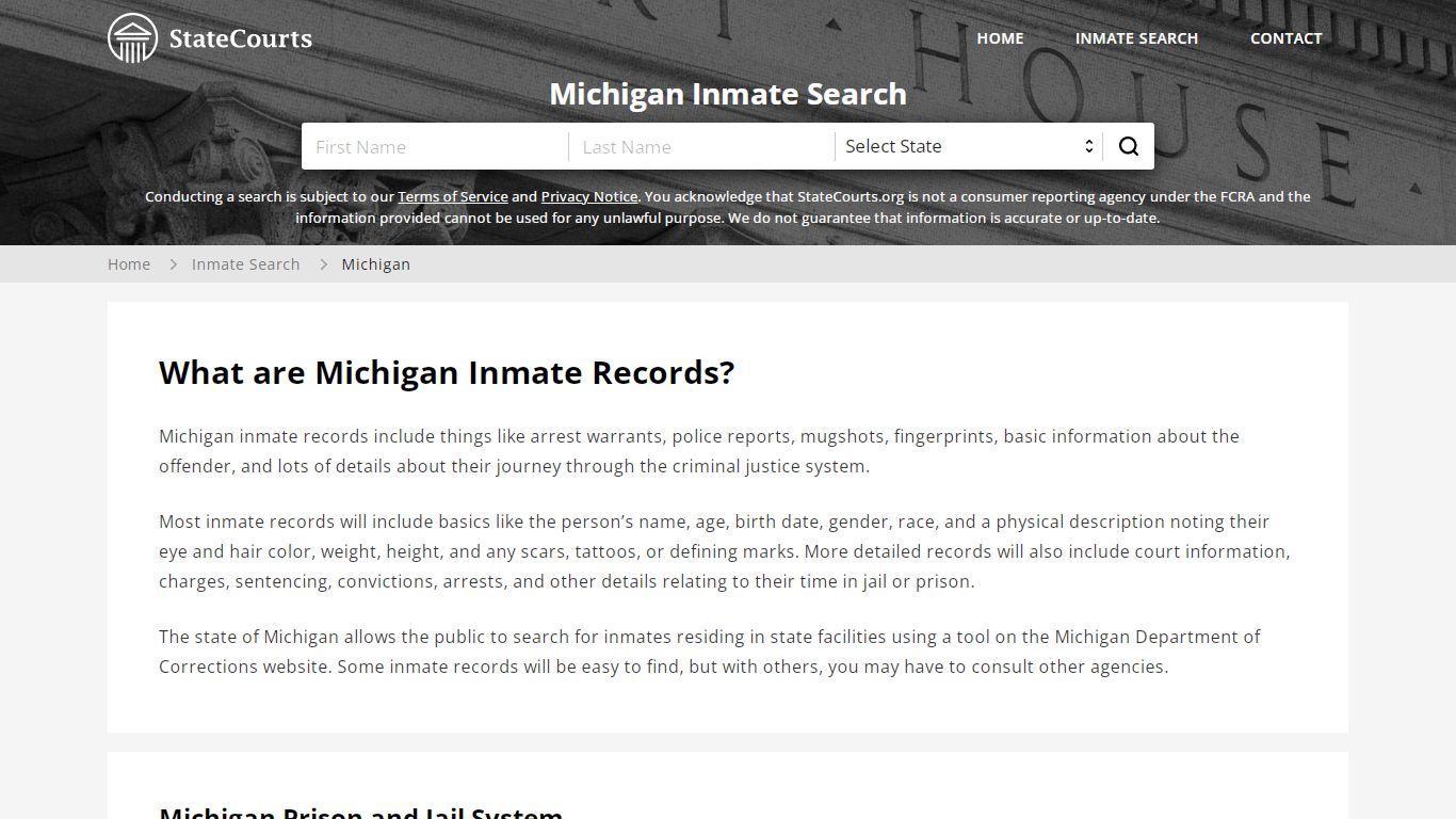 Michigan Inmate Search, Prison and Jail Information ...